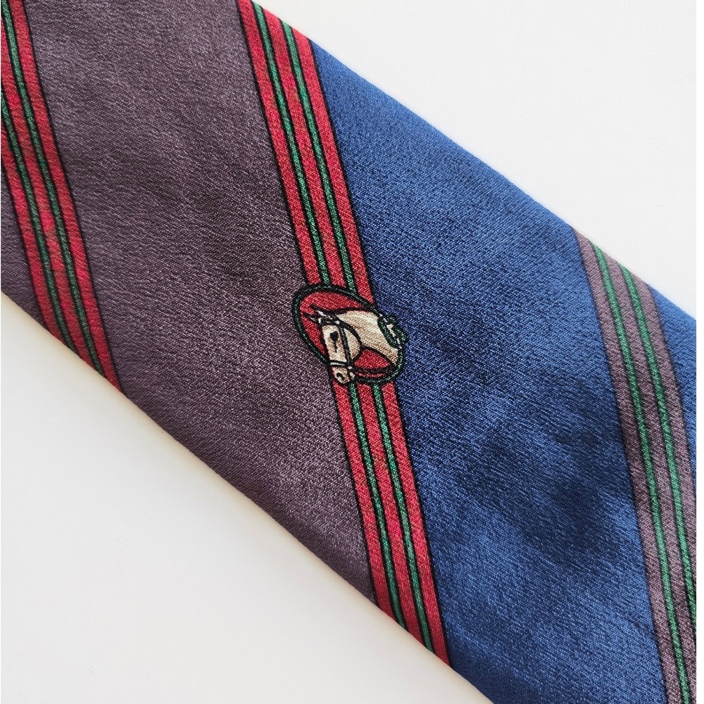 Givenchy VTG 100% Silk Horse Extra Maximalist Glamuratti Blue Tie